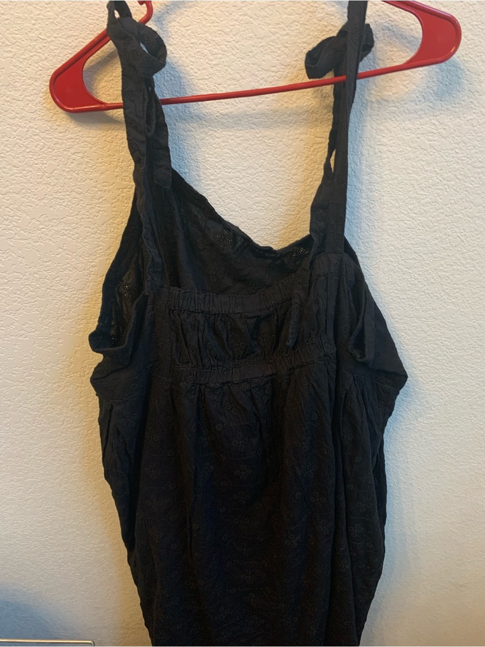 Old Navy Black Tie-Shoulder Eyelet Dress